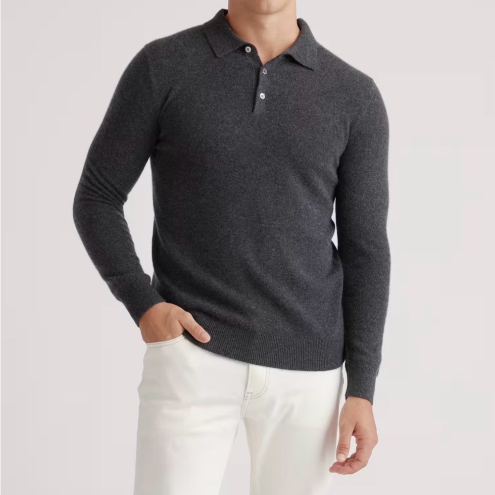 Quince Mongolian Cashmere Polo Sweater